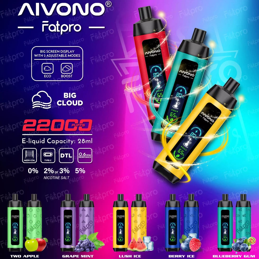 AIVONO vape Fatpro 22000 Puffs 22k Disposable Vape AIVONO-Fatpro-22000-Puffs-Hookah-Digital-Screen-22k-0-2-3-5-Low-Nicotine-15