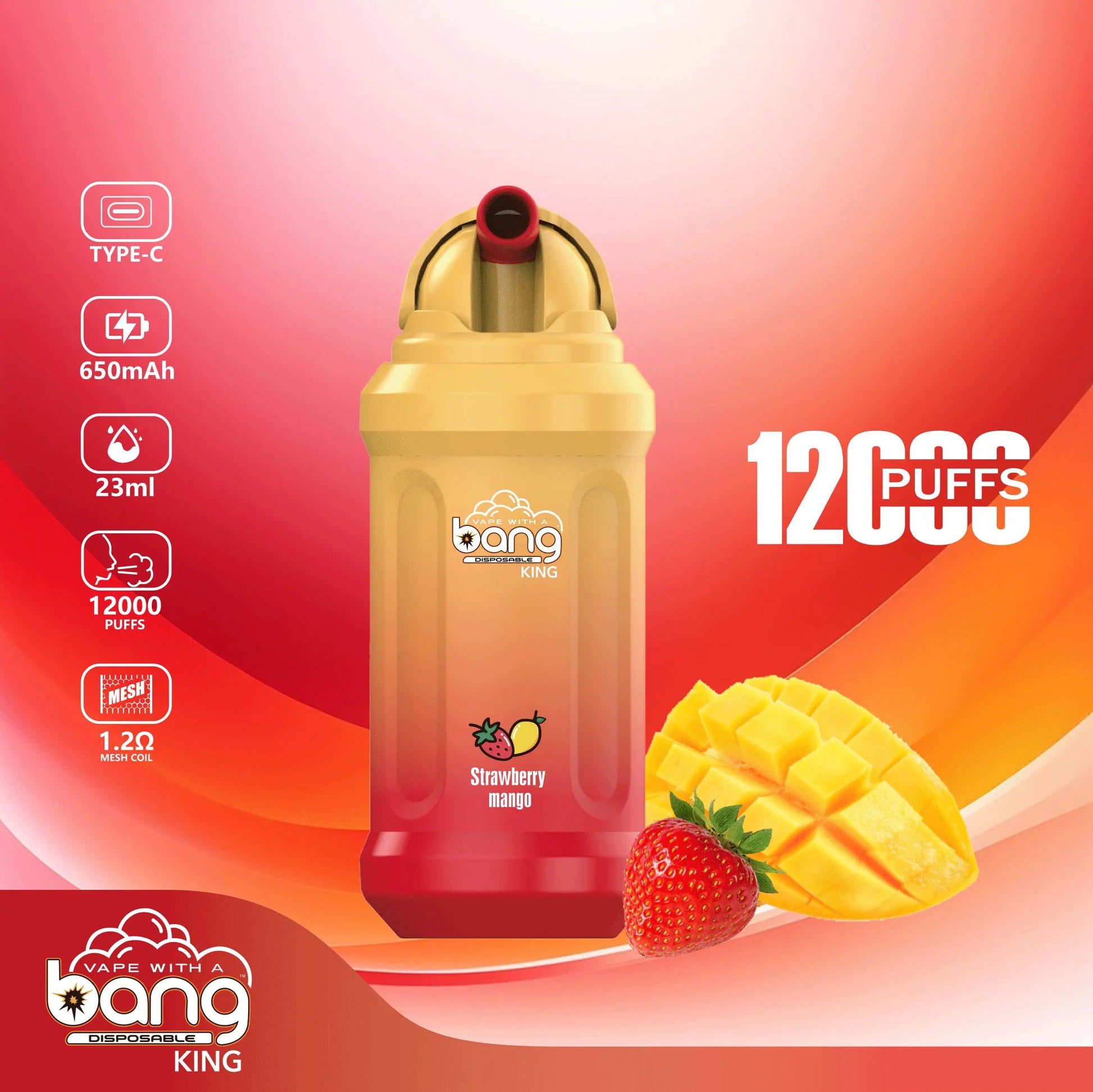 Bang King 12000 Puffs Disposable Vape disposable vape  vape fruit flavor Best fruit-flavored e-cigarettes BANG-KING-12000-12K-PUFFS-01