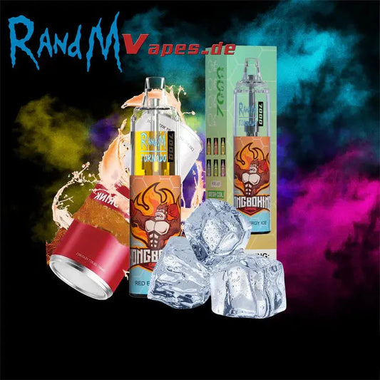 RandM Tornado 7000 Puffs Disposable Vape—RED ENERGY ICE🍹🧊 RandM Tornado Vapes