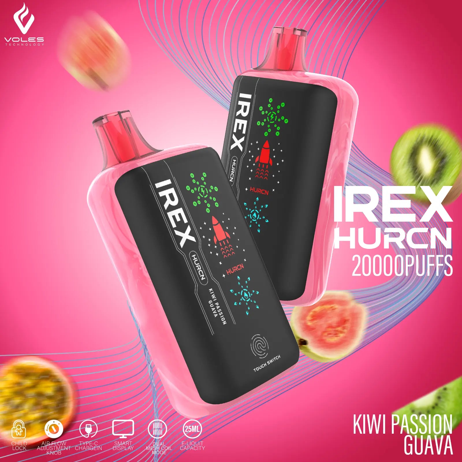 IREX Hurcn Box 20000 puffs Disposable Vape  kiwi-passion-guava