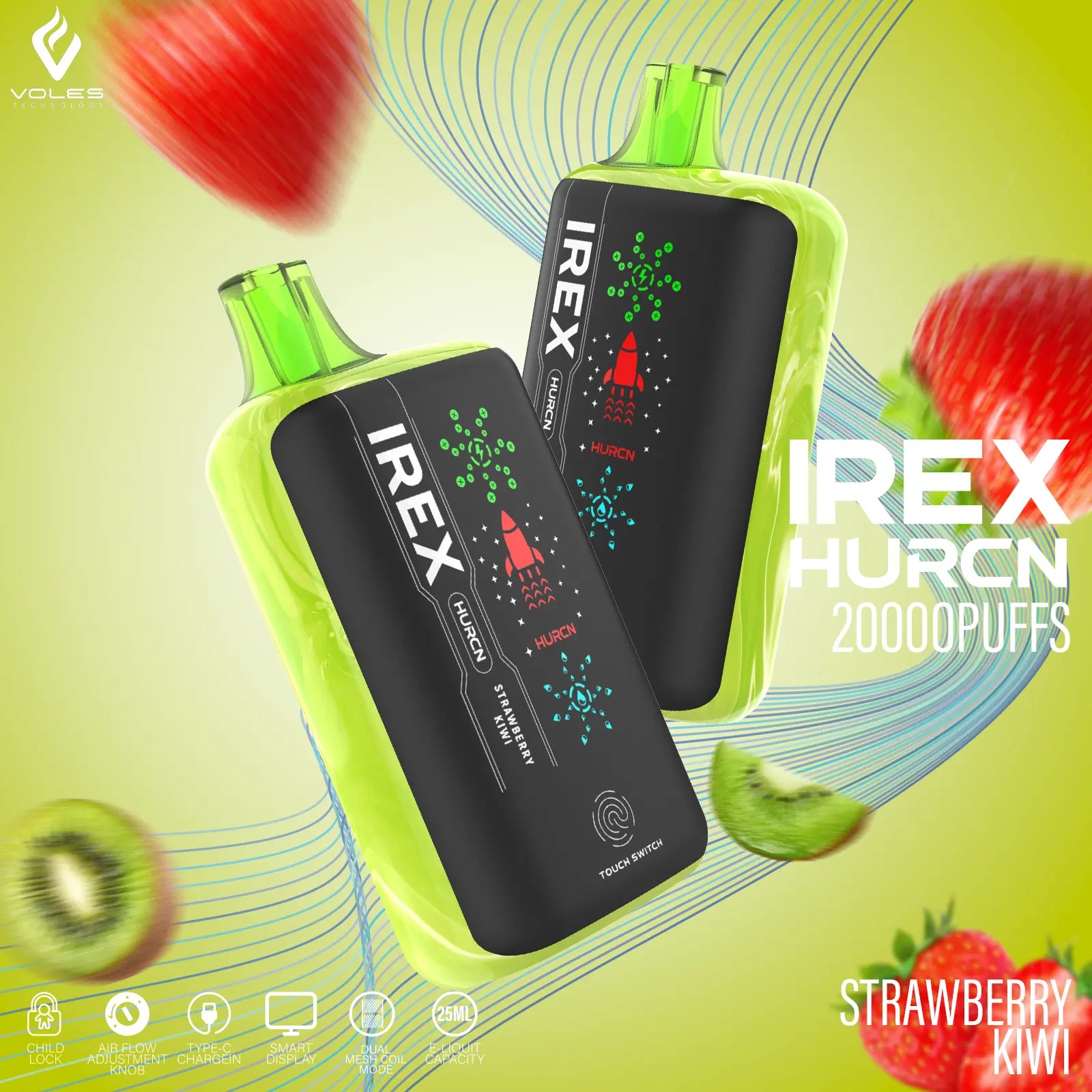 IREX Hurcn Box 20000 puffs Disposable Vape  strawberry-kiwi-1